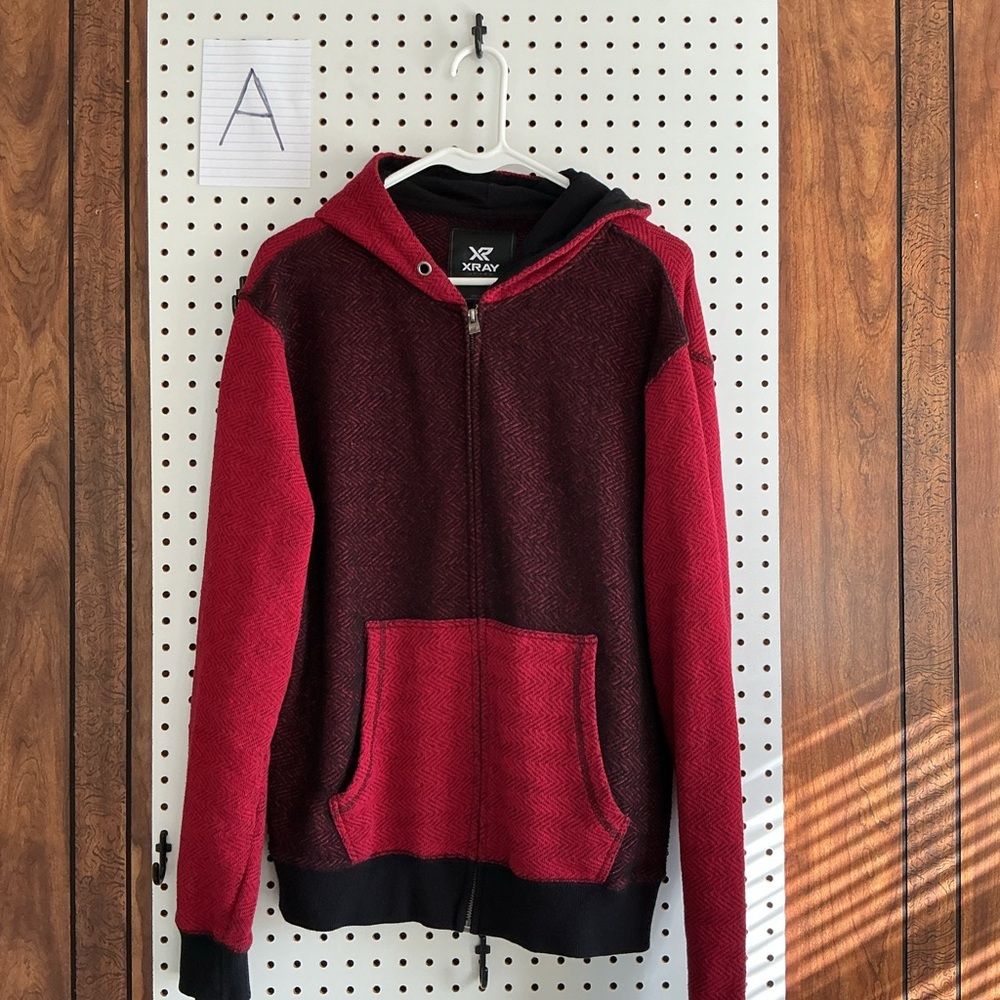 XRay Red and Black Zip-Up Hoodie